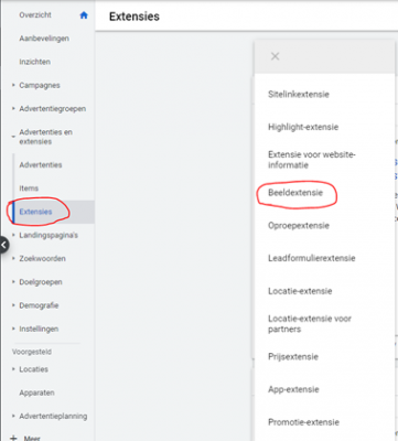 Google Ads Beeldextensie Waar vind ik Google Ads Beeldextensies